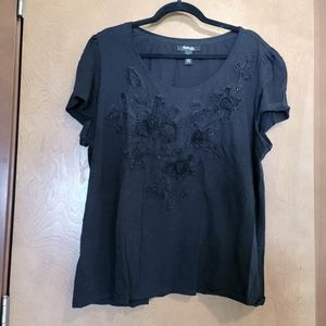 Style and Co. Black Embellished Tshirt Size 2X